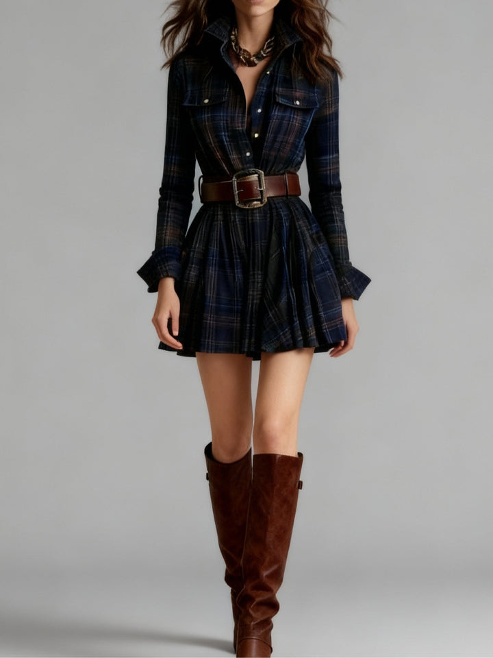 Honorine | Belted Check Mini Dress
