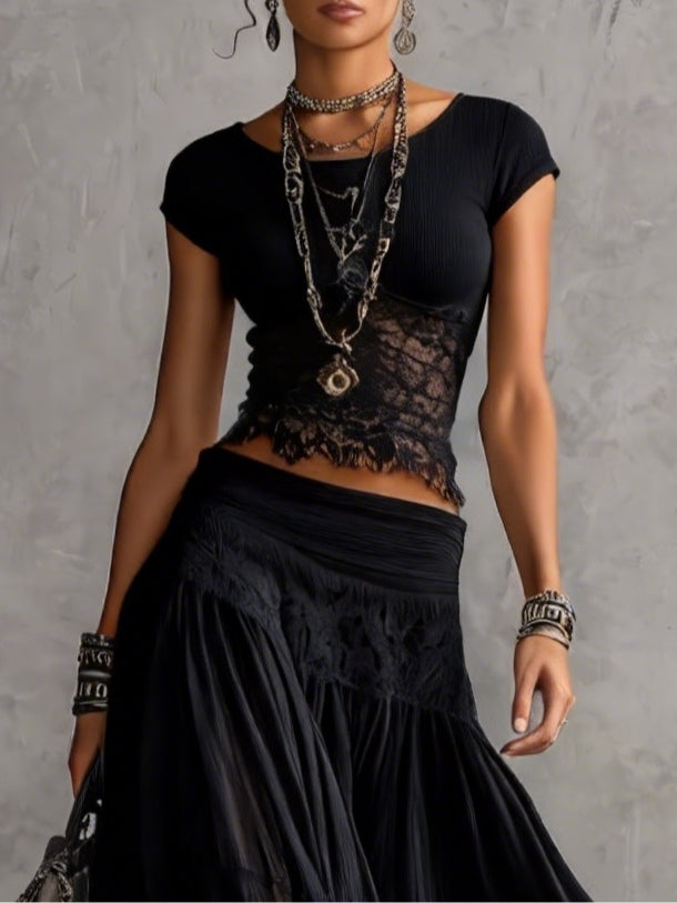Esme | Lace-Paneled Two-Piece Set