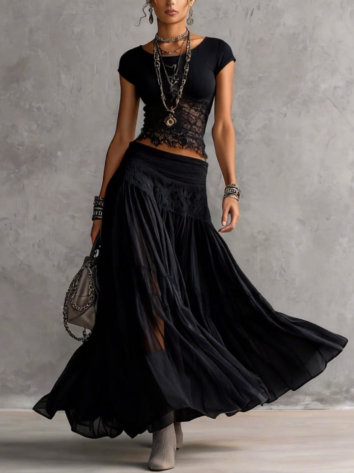 Esme | Lace-Paneled Two-Piece Set