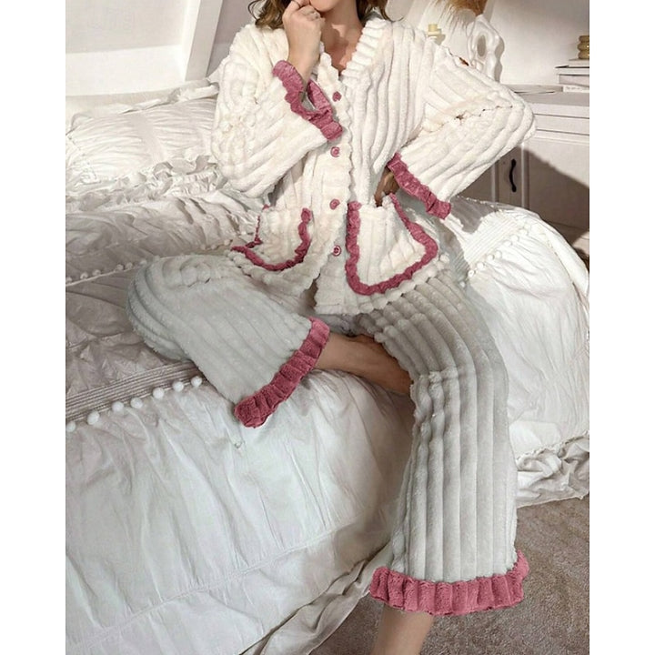 Adelina | Cozy Ruffle-Trim Two-Piece Set
