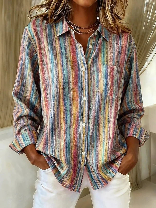 Deanna | Vintage Striped Button Blouse