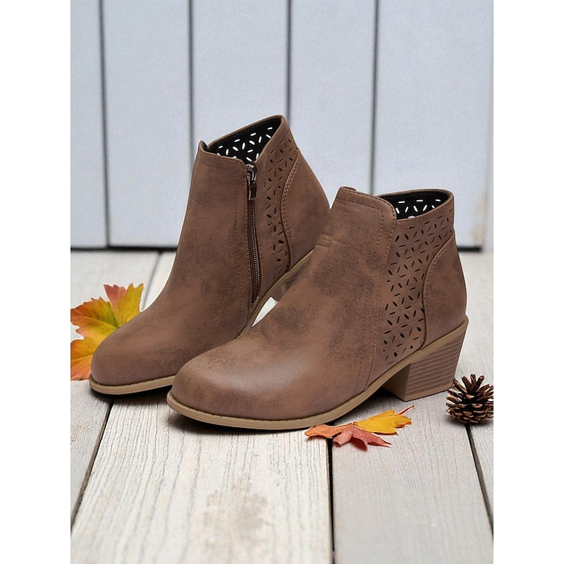 Marcella | Cutout Block-Heel Ankle Boots