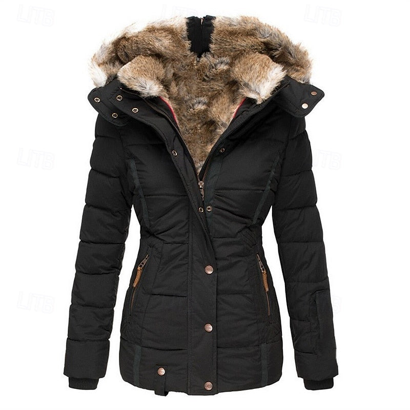 Guinevere | Fur-Trim Hooded Puffer Jacket