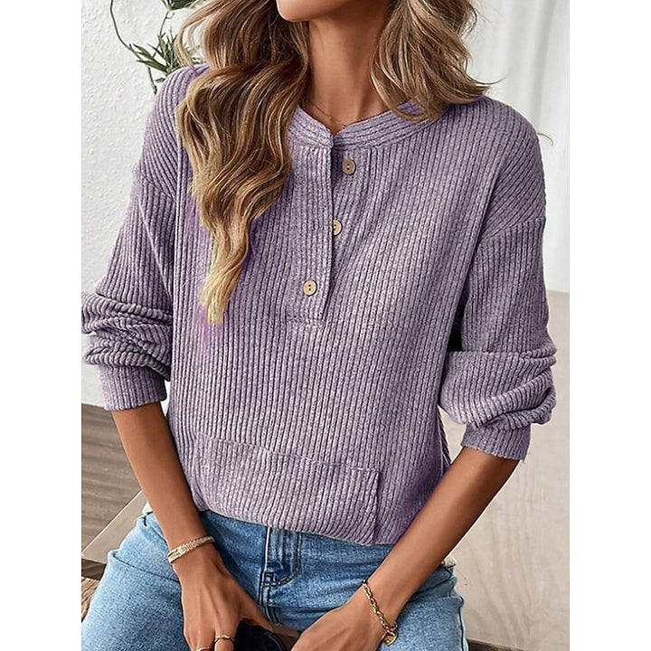 Delphine | Ribbed Henley Pullover