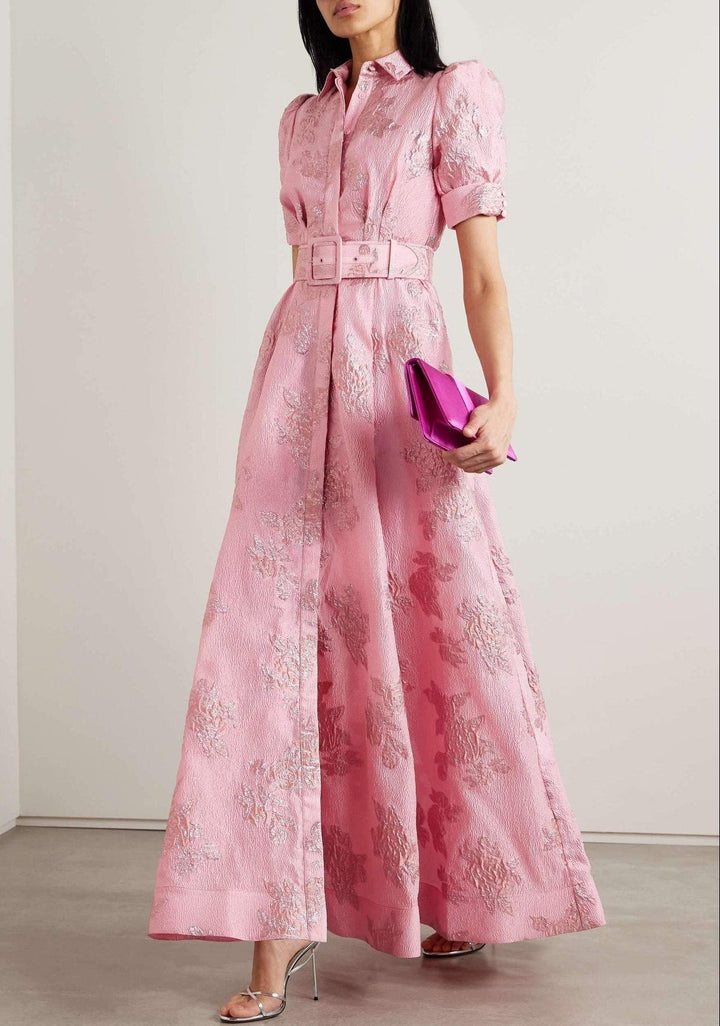 Ophelia | Belted Floral Maxi Gown