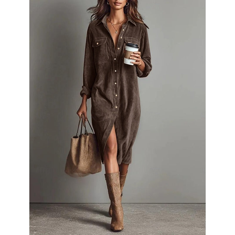 June | Relaxed Button-Front Shirt Dress