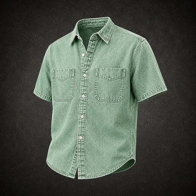 Gideon | Men's Washed Denim Short Sleeve Shirt