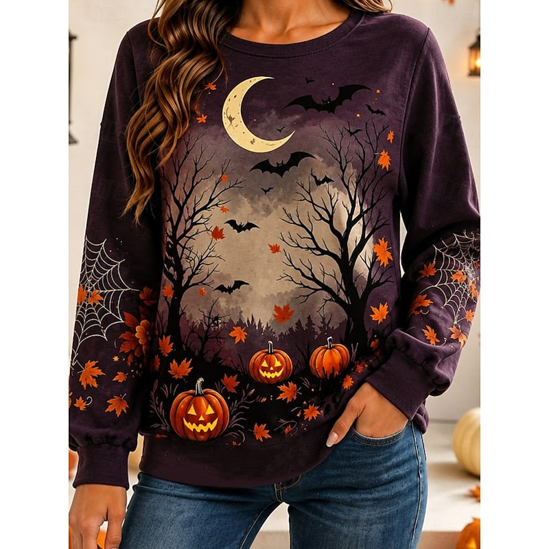 Fallon | Halloween Graphic Crew-Neck Sweatshirt