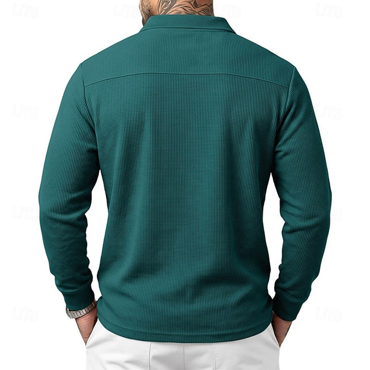 Landon | Textured Long-Sleeve Polo Shirt