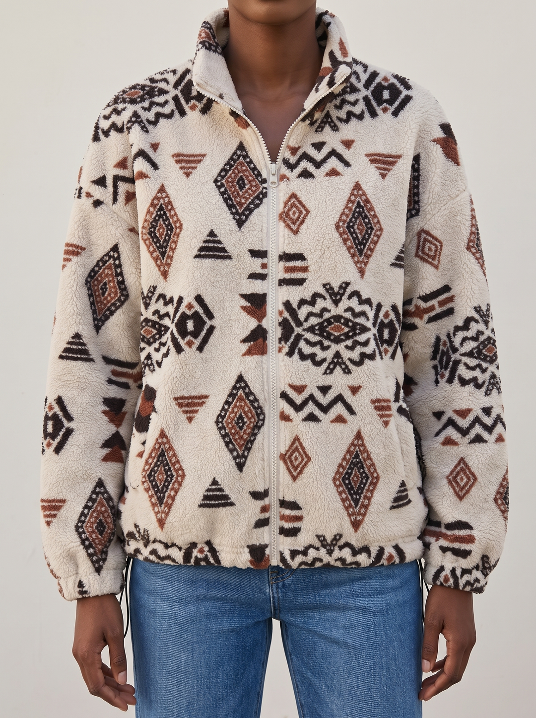 Ainsley | Patterned Zip Bomber Jacket
