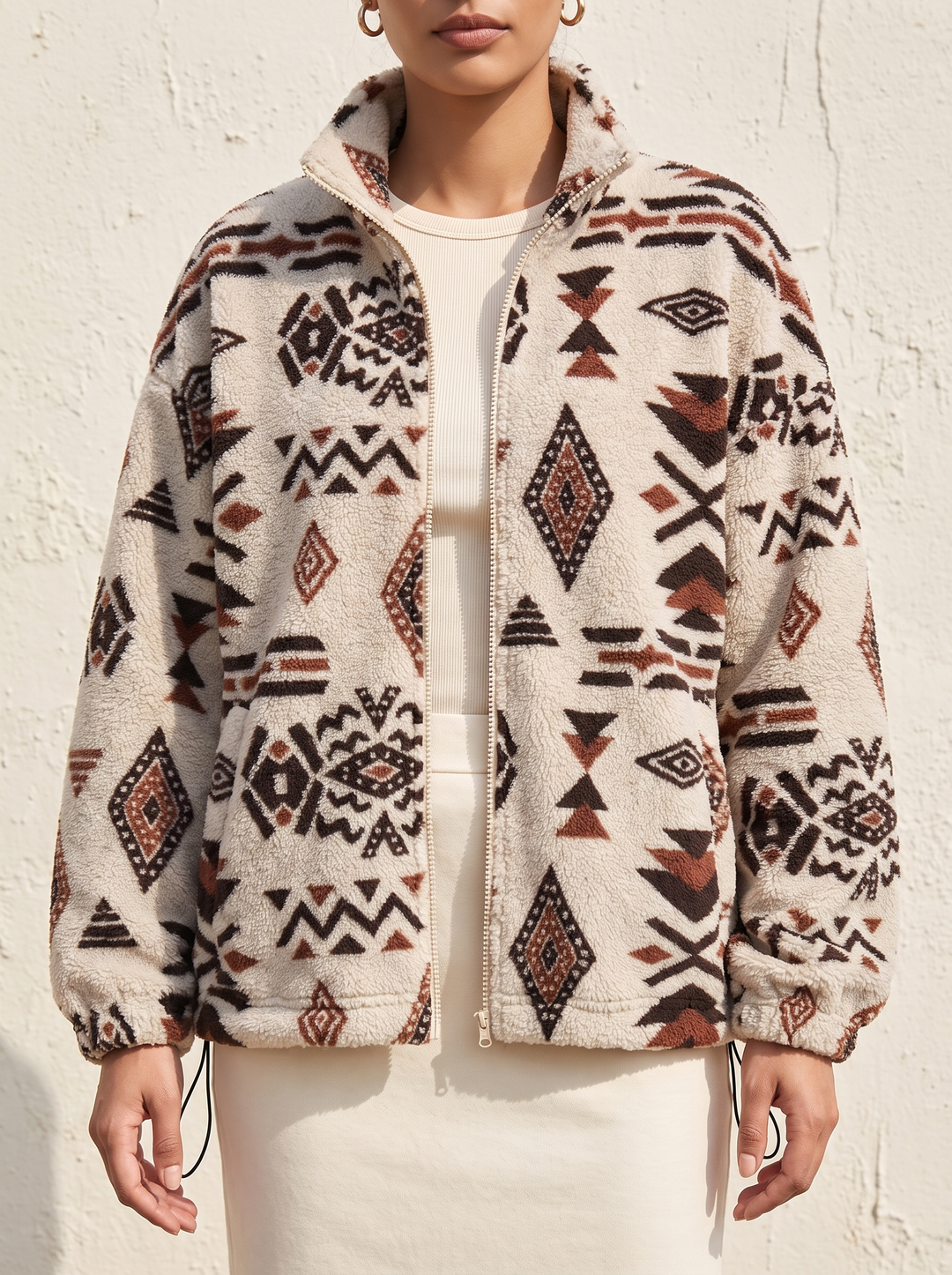 Ainsley | Patterned Zip Bomber Jacket