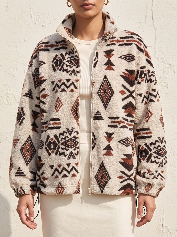 Ainsley | Patterned Zip Bomber Jacket
