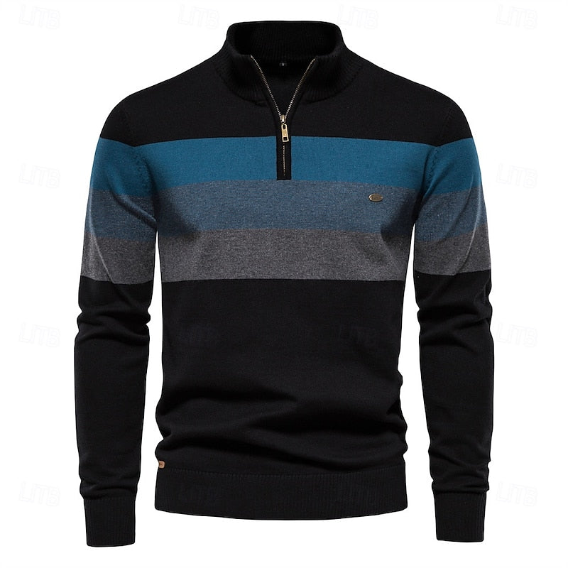 Sawyer | Quarter-Zip Striped Sweater