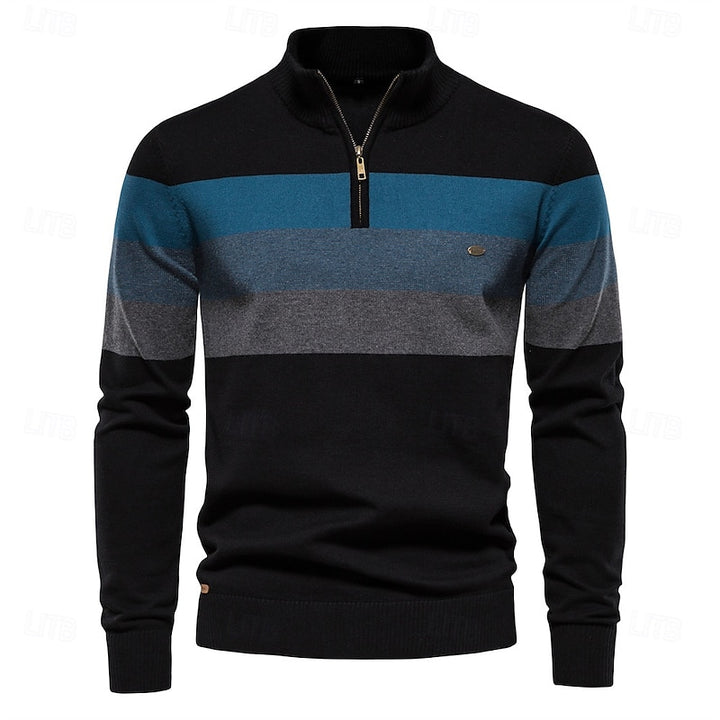 Sawyer | Quarter-Zip Striped Sweater