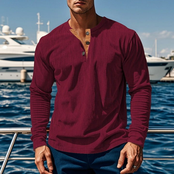 Grayson | Ribbed Long-Sleeve Henley Shirt
