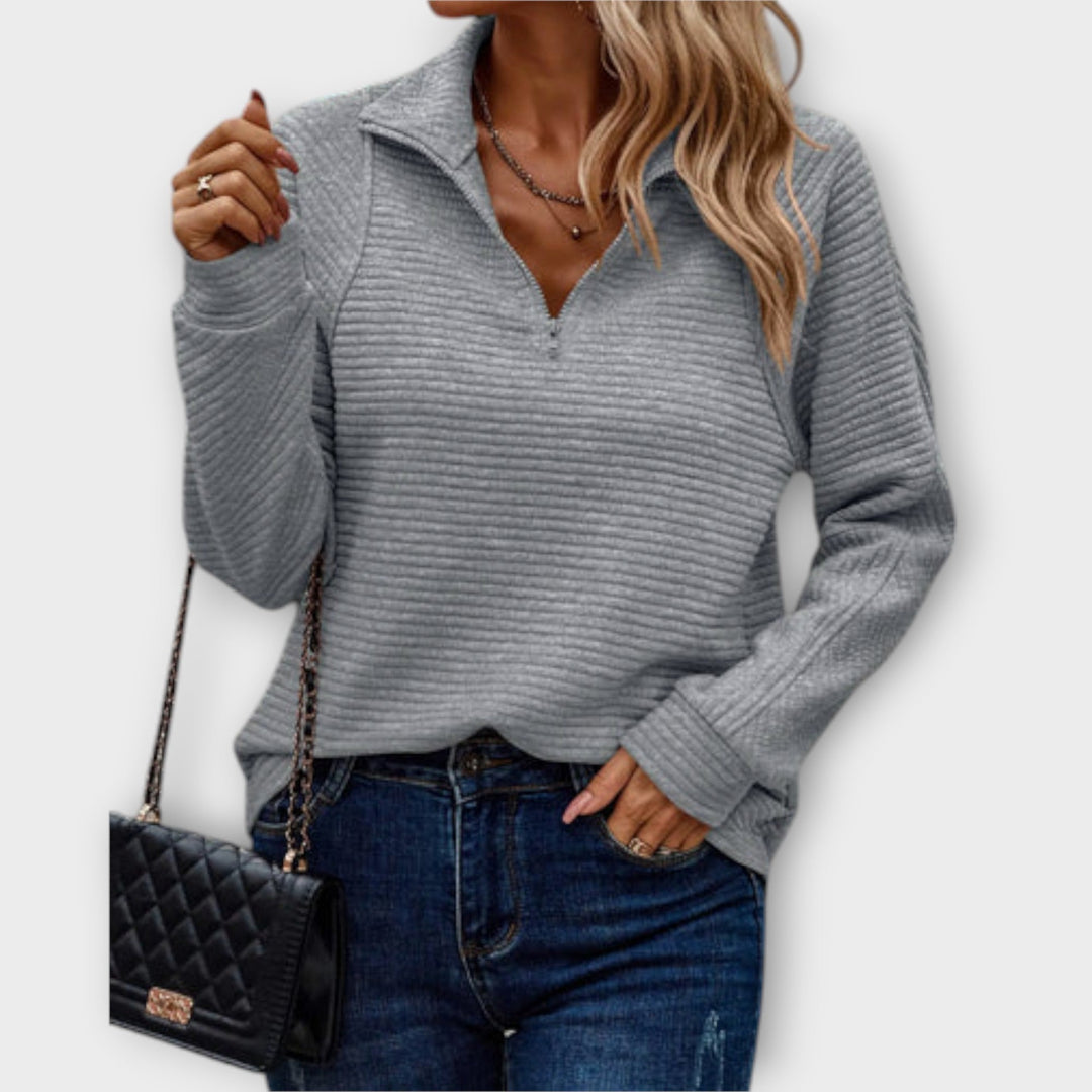 Annika | Textured Quarter-Zip Sweater