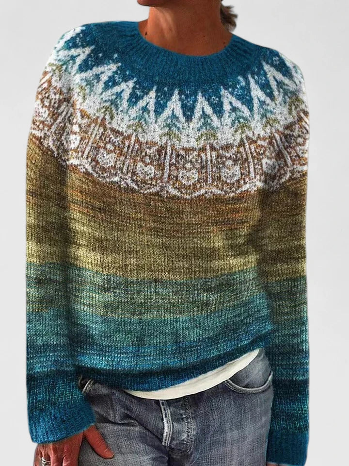 Nell | Cozy Patterned-Yoke Sweater