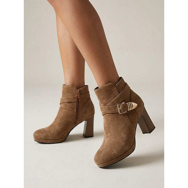 Linnea | Buckle-Strap Block Heel Ankle Boots