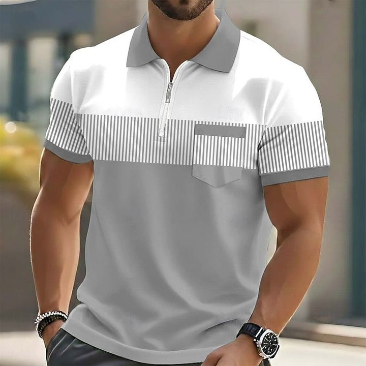 Hudson | Colour-Block Zip Polo Shirt