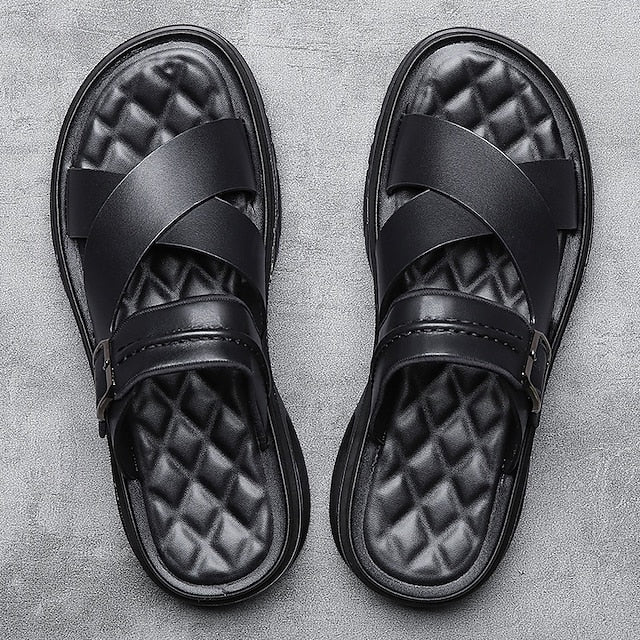 Dominic | Men's Leather Cross-Strap Sandals