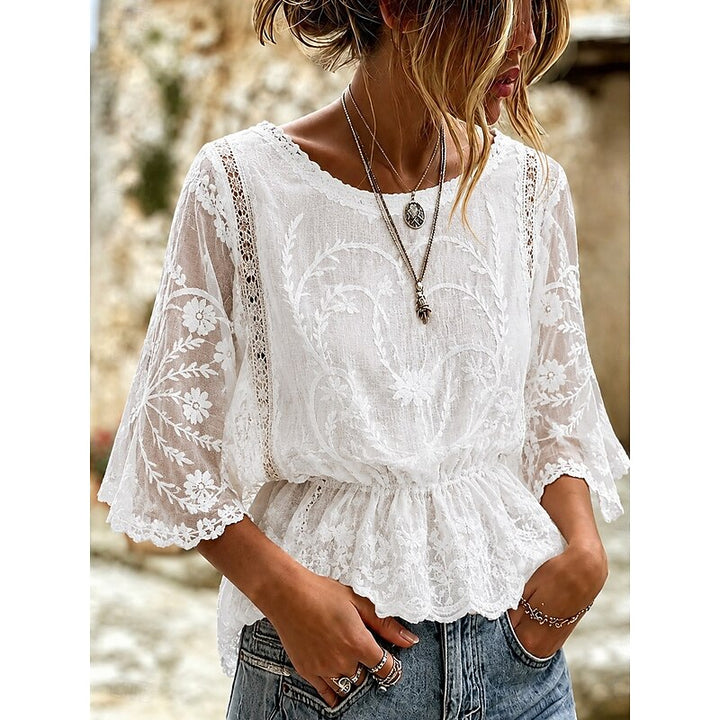 Cecilia | Embroidered Peplum Blouse