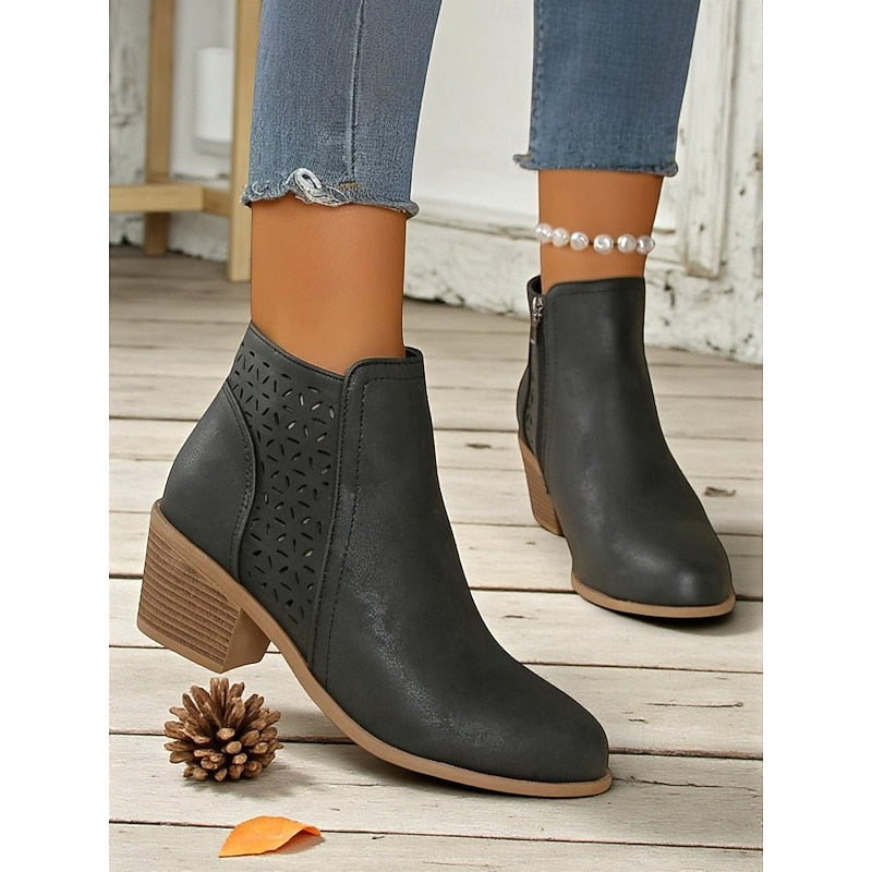 Marcella | Cutout Block-Heel Ankle Boots