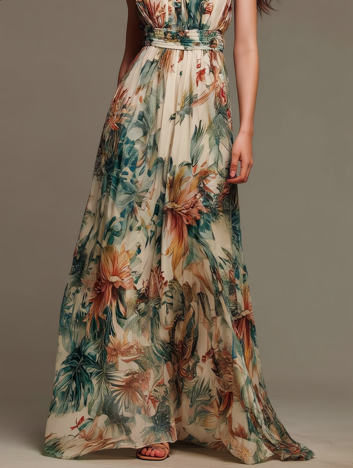 Juliana | Flowing Botanical Maxi Dress