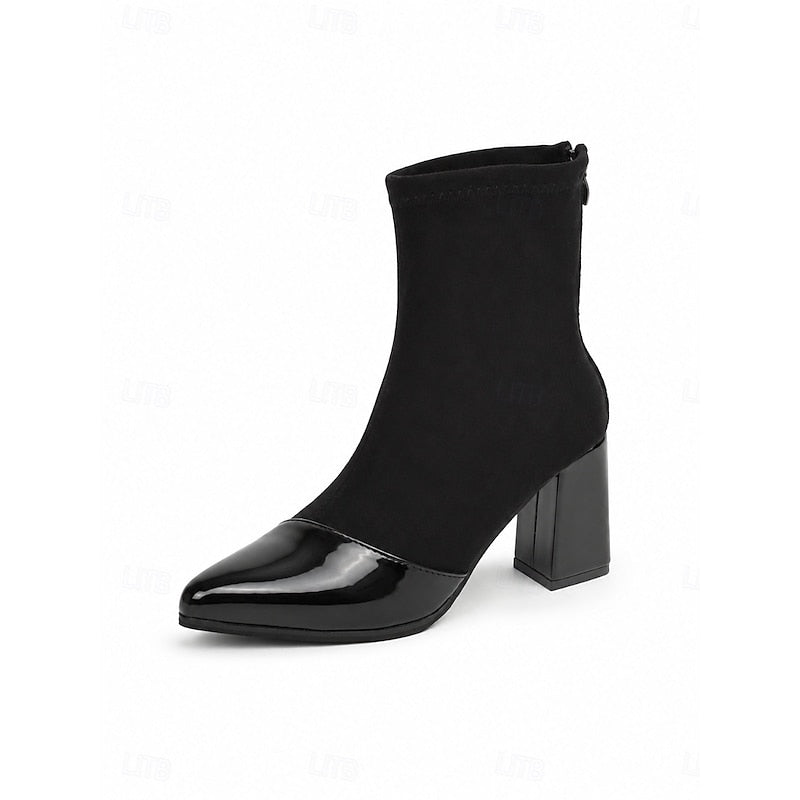 Lillian | Cap-Toe Chunky Heel Ankle Boots