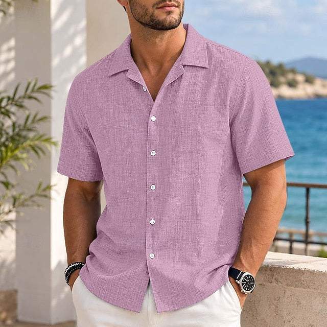 Neil | Men's Linen Camp Collar Shirt