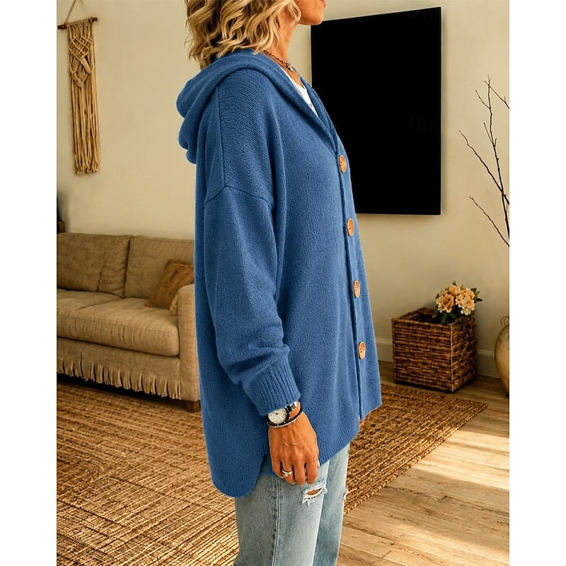Hazel | Relaxed Hooded Button Cardigan