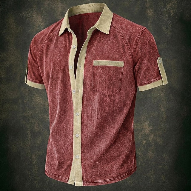 Lloyd | Men's Acid Wash Cotton Short Sleeve Shirt