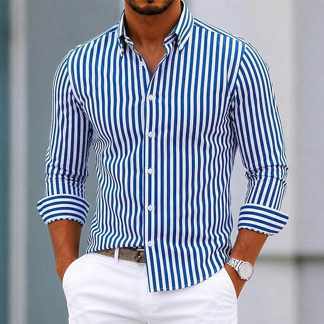 Ellison | Men's Striped Button-Down Dress Shirt
