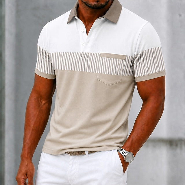 Dennis | Men's Colour Block Striped Polo