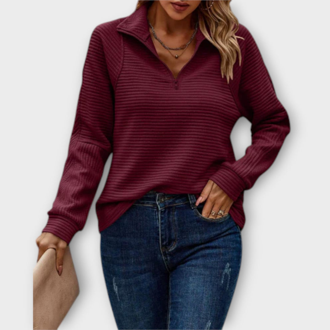 Annika | Textured Quarter-Zip Sweater