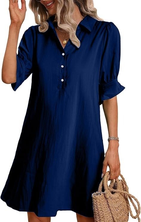 Rosalyn | Relaxed Ruffle-Sleeve Shirt Dress