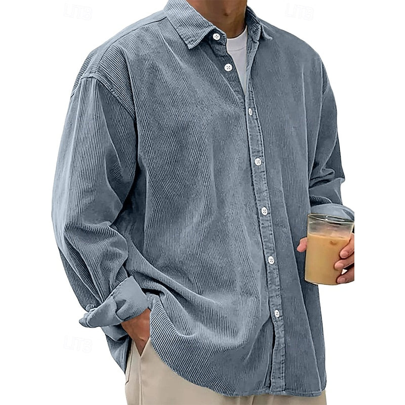 Emmett | Ribbed Textured Button-Up Shirt