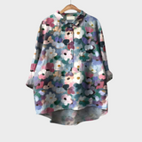 Cora | Painterly Floral Button-Front Blouse