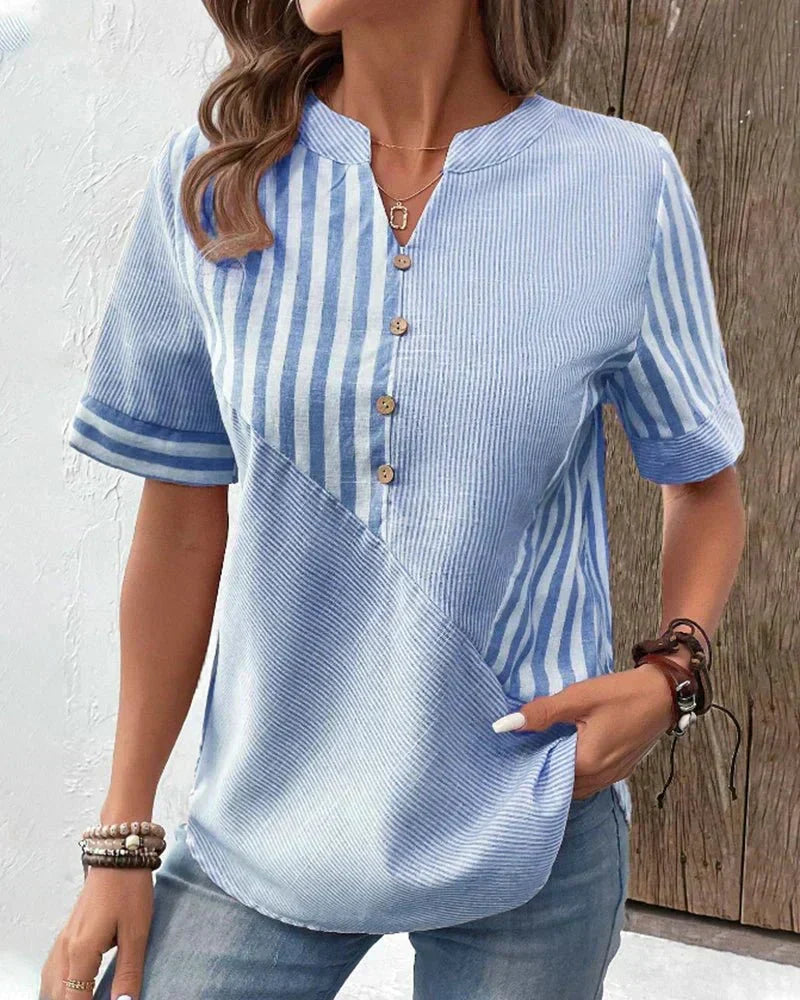 Annabel | Striped Short-Sleeve Blouse