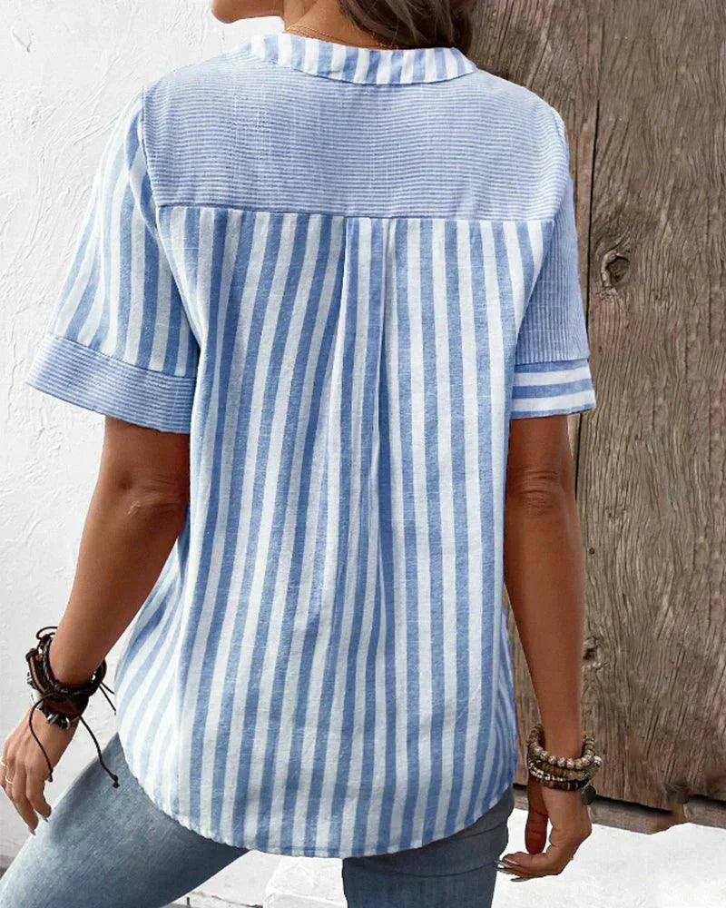 Annabel | Striped Short-Sleeve Blouse