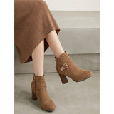 Linnea | Buckle-Strap Block Heel Ankle Boots