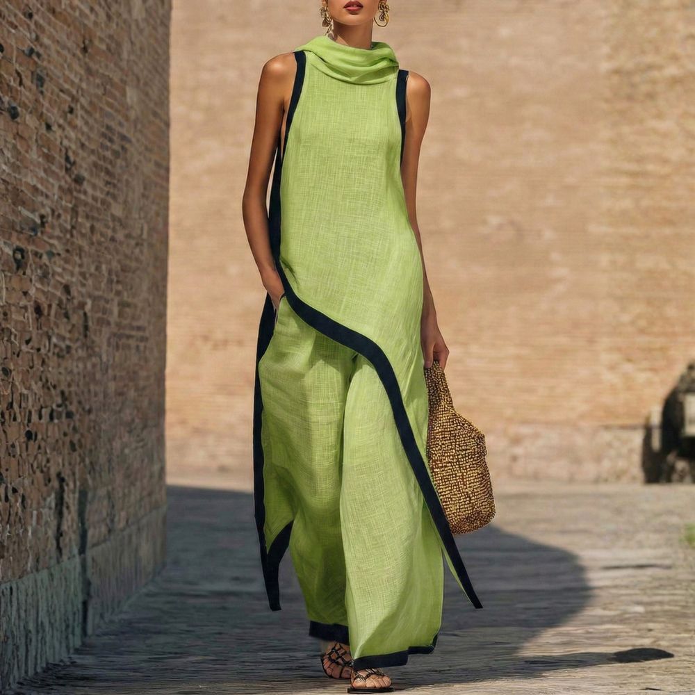 Fleur | Contrast-Trim Two-Piece Set