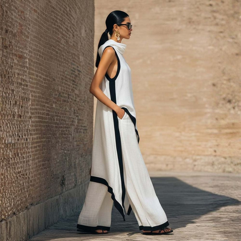 Fleur | Contrast-Trim Two-Piece Set