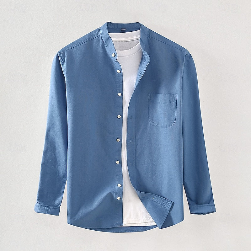 Nathan | Mandarin Collar Long-Sleeve Shirt