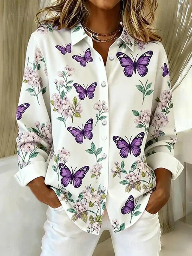 Antoinette | Floral Butterfly Button Blouse