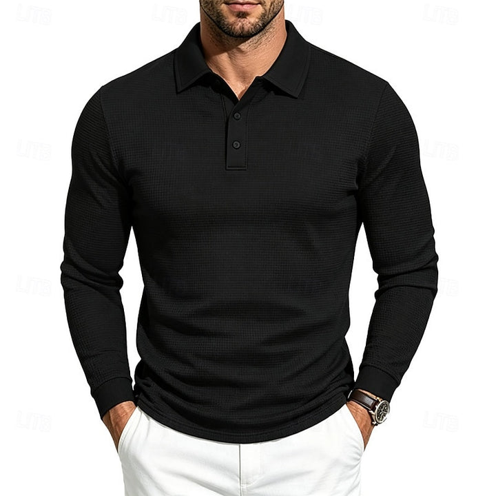 Damon | Textured Long-Sleeve Polo Shirt
