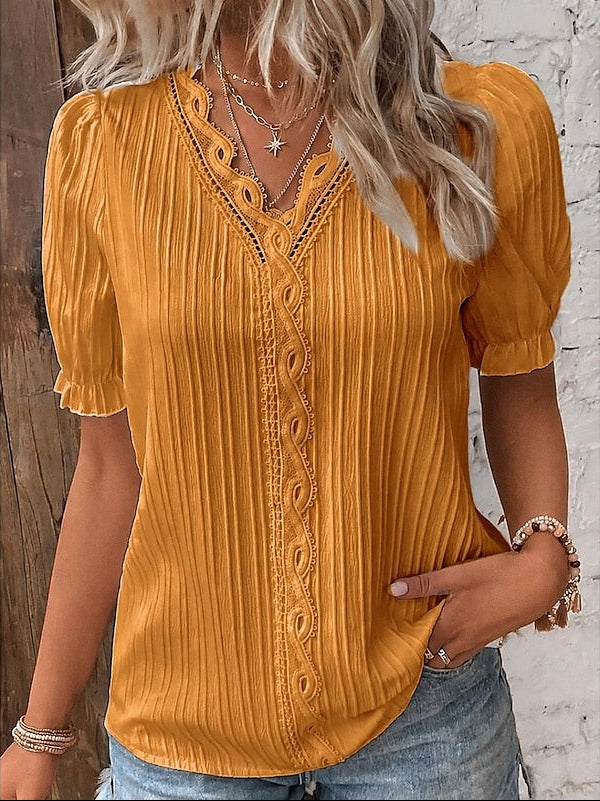 Harper | Lace-Trim V-Neck Blouse
