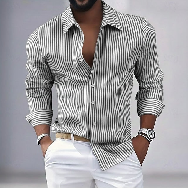 Adrian | Men's Vertical Stripe Long Sleeve Shirt