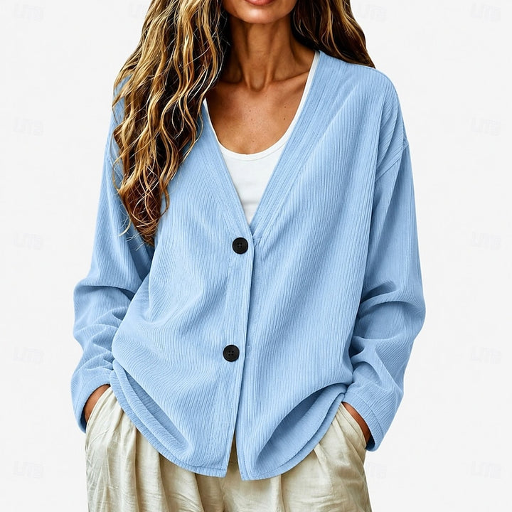 Maeve | Relaxed Ribbed Button-Front Cardigan