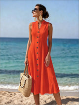 Denise | Sleeveless Button-Front Midi Dress