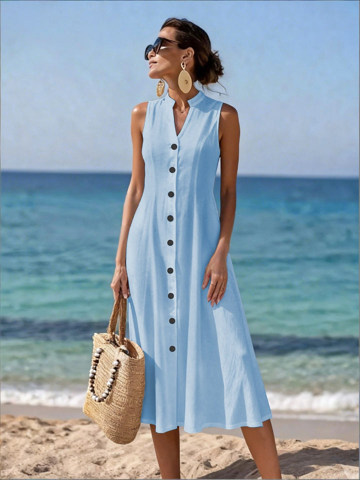 Denise | Sleeveless Button-Front Midi Dress
